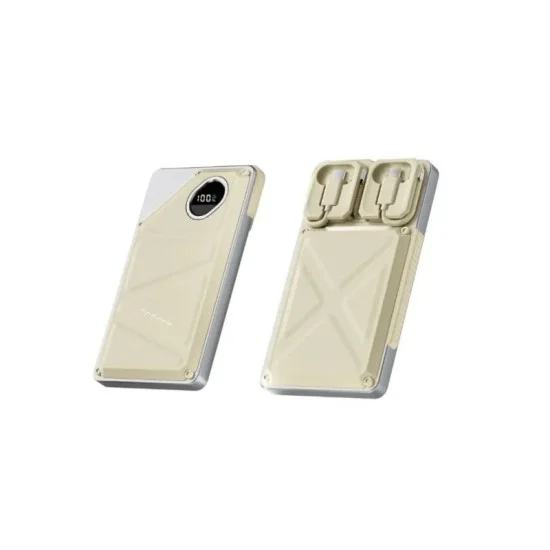 Power Bank 10000Mah Built-In Type-C & Lightning Porodo - White